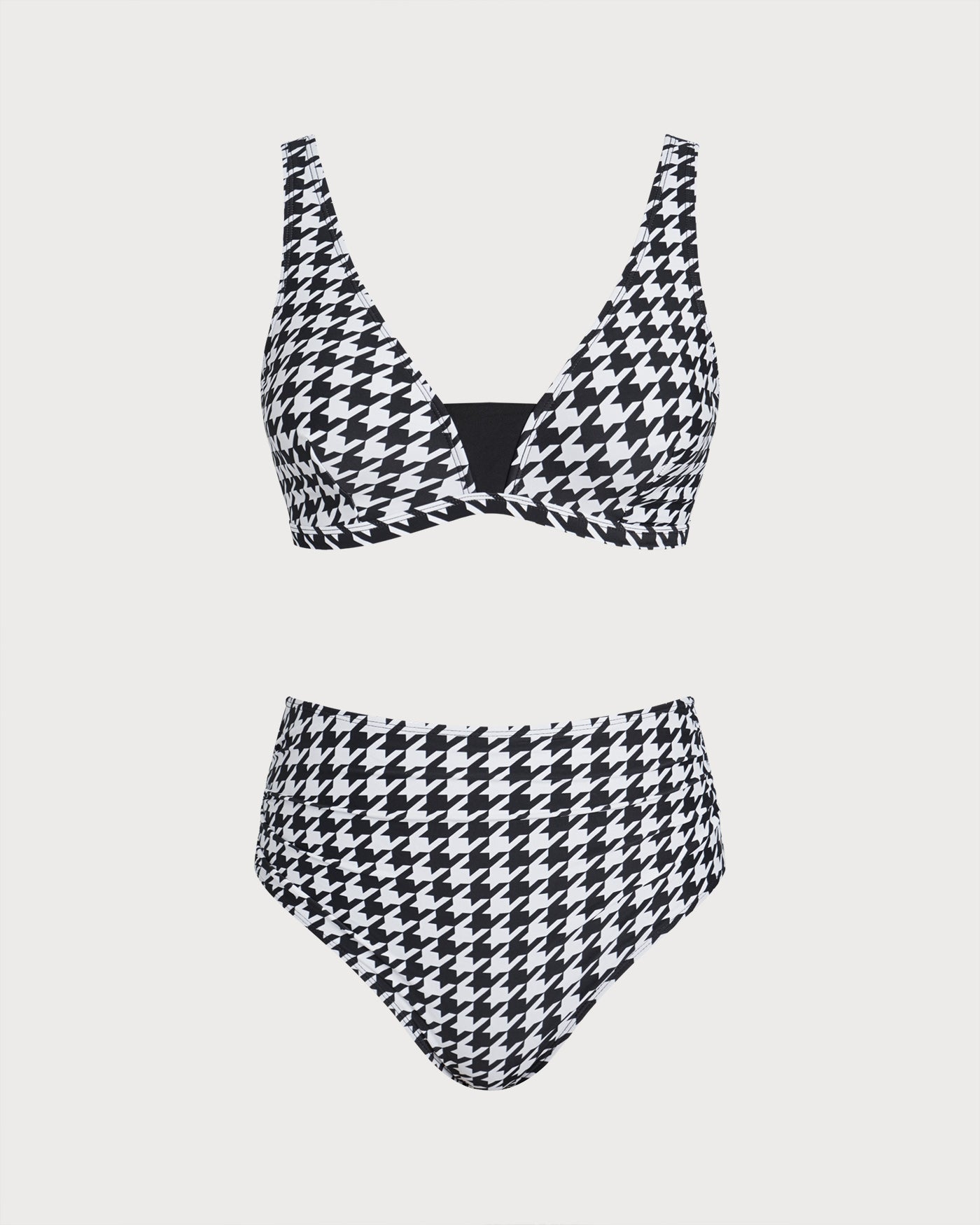Plaid Black Geometric Bikini Set