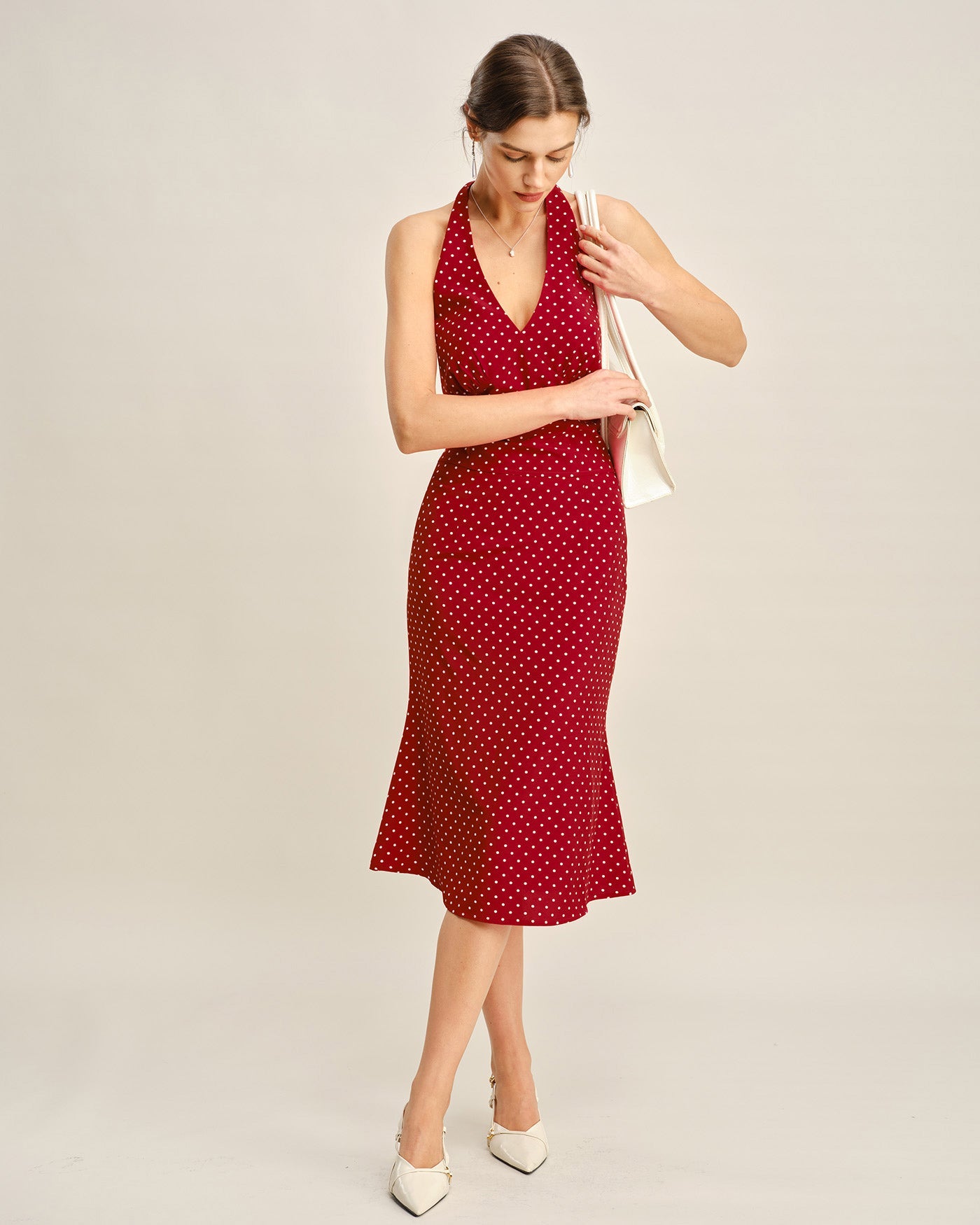 Red Halter Polka Dot Cami Top