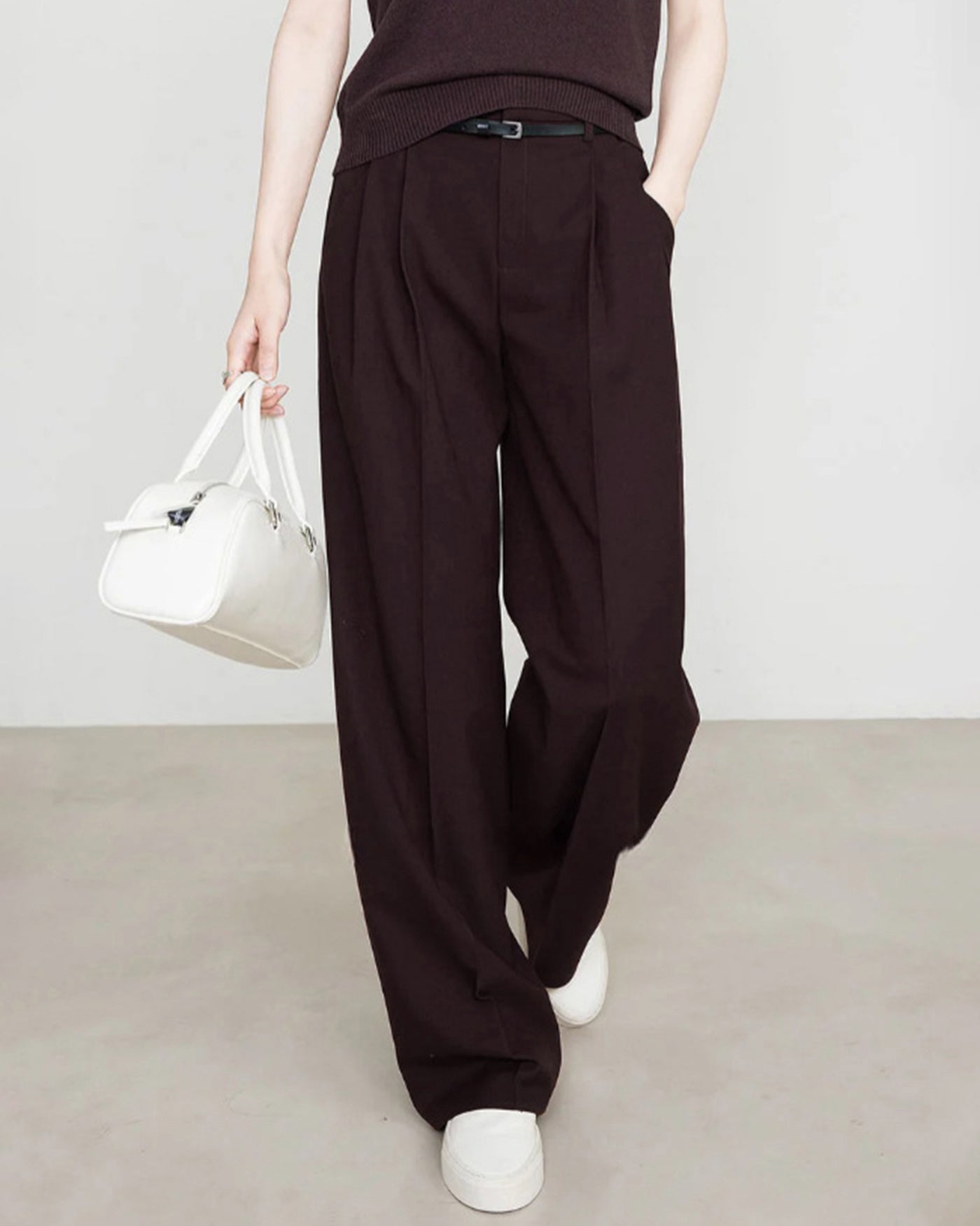 Dark Red Casual Pants