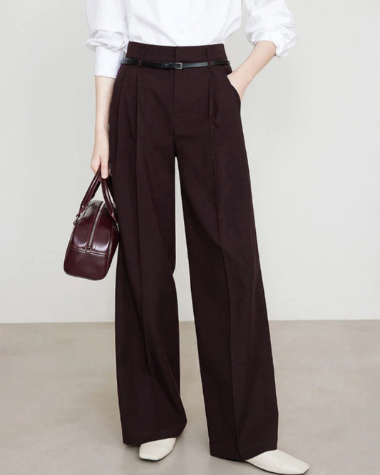 Dark Red Casual Pants