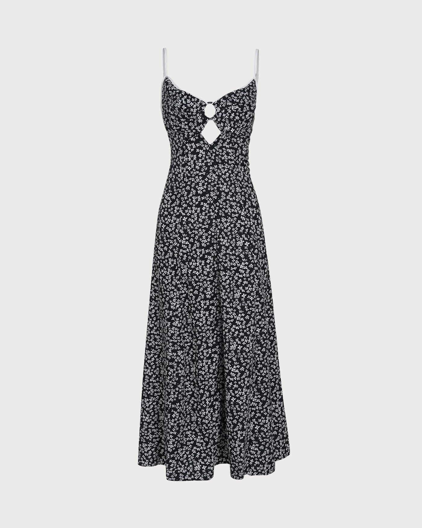 Black Floral Tie Straps Maxi Dress