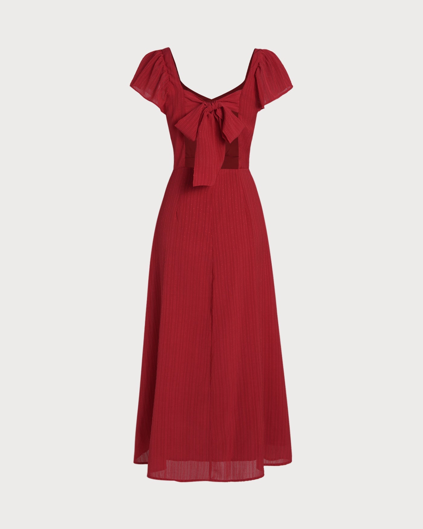 Vestido largo de jacquard con cuello corazón en rojo