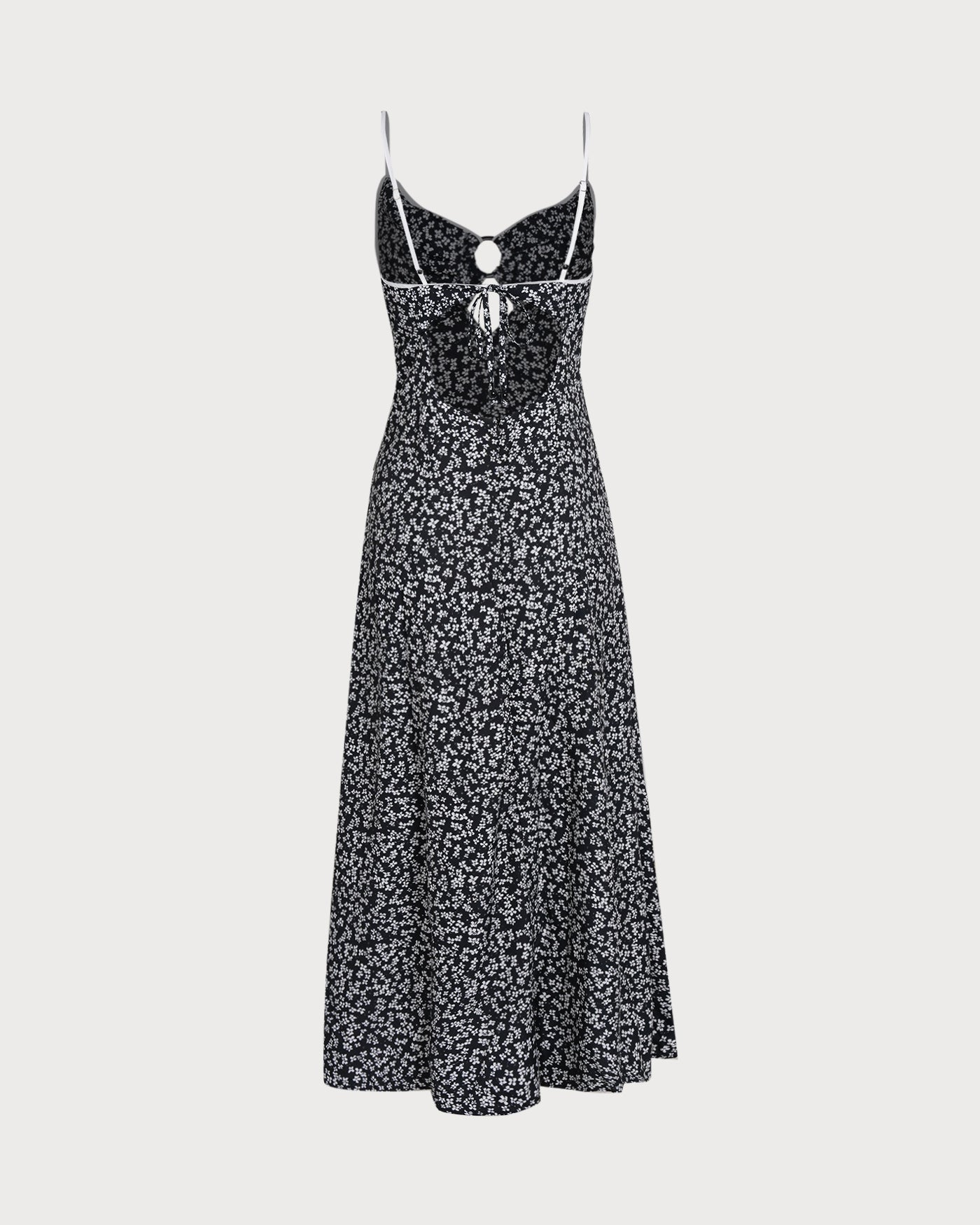 Black Floral Tie Straps Maxi Dress