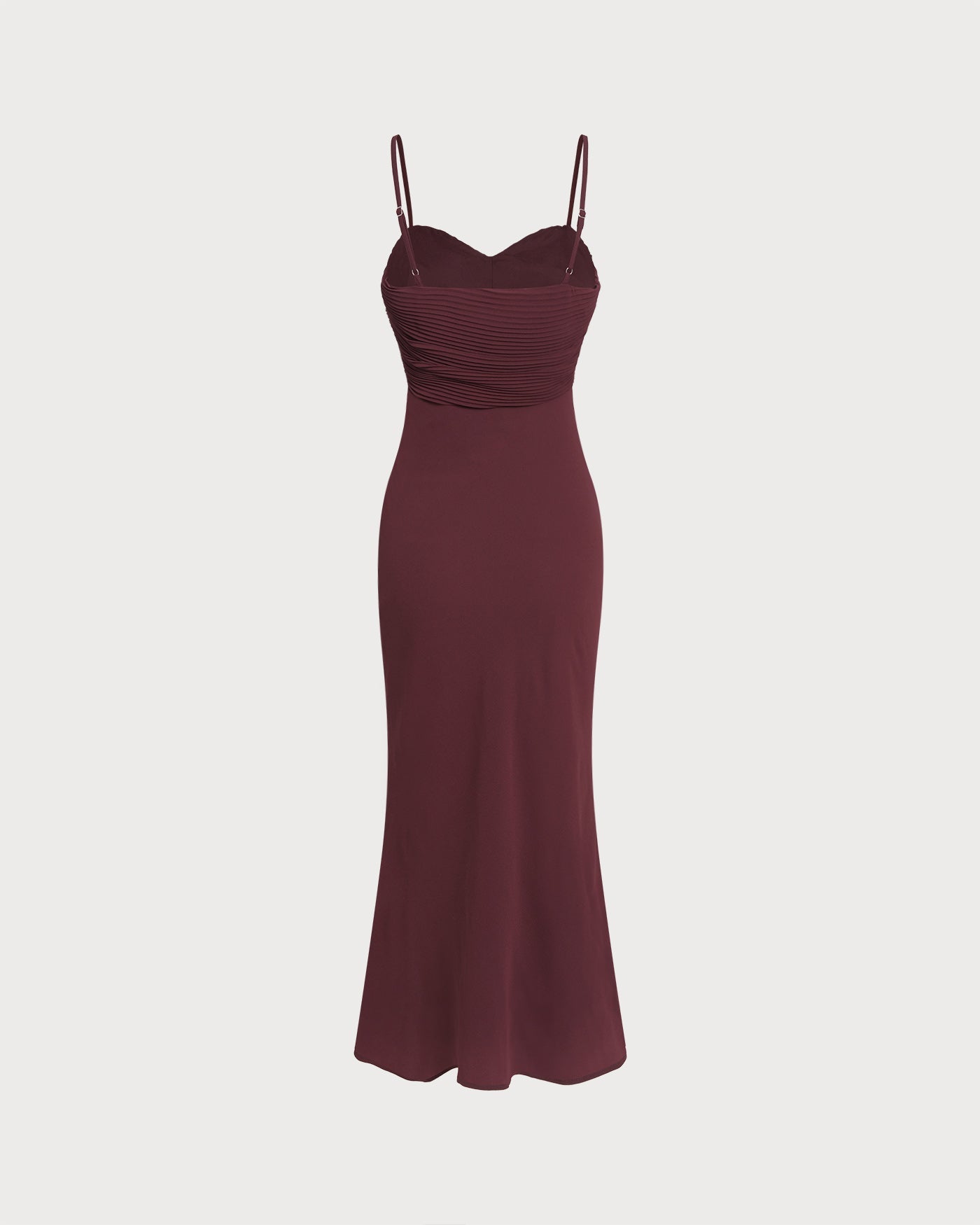 Wine Red Ruched Slip Maxi Dress