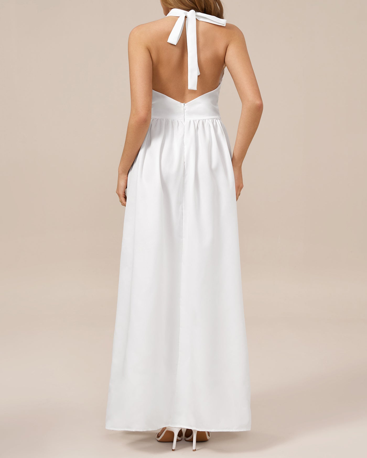 White Halter Tunic Maxi Dress