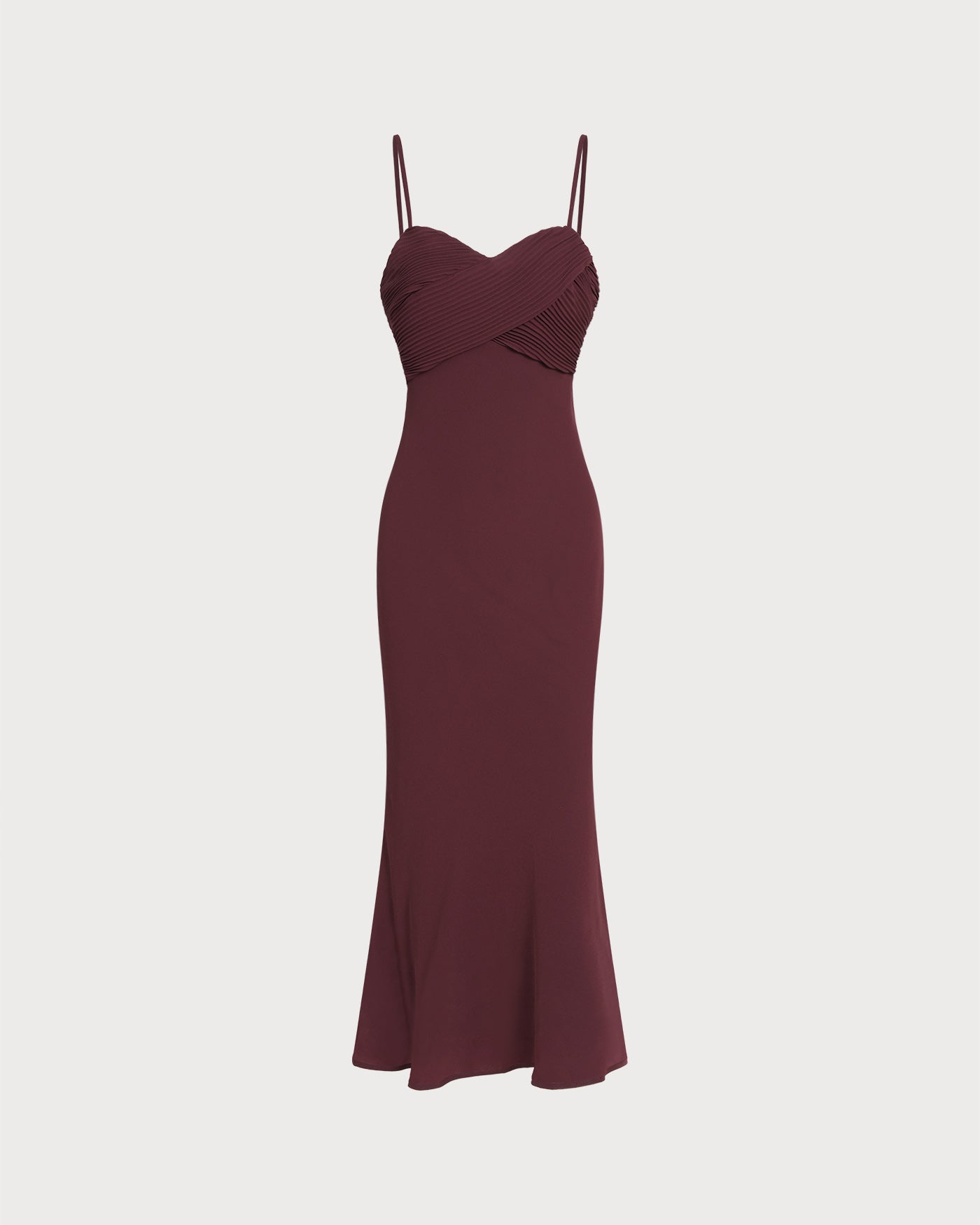 Wine Red Ruched Slip Maxi Dress