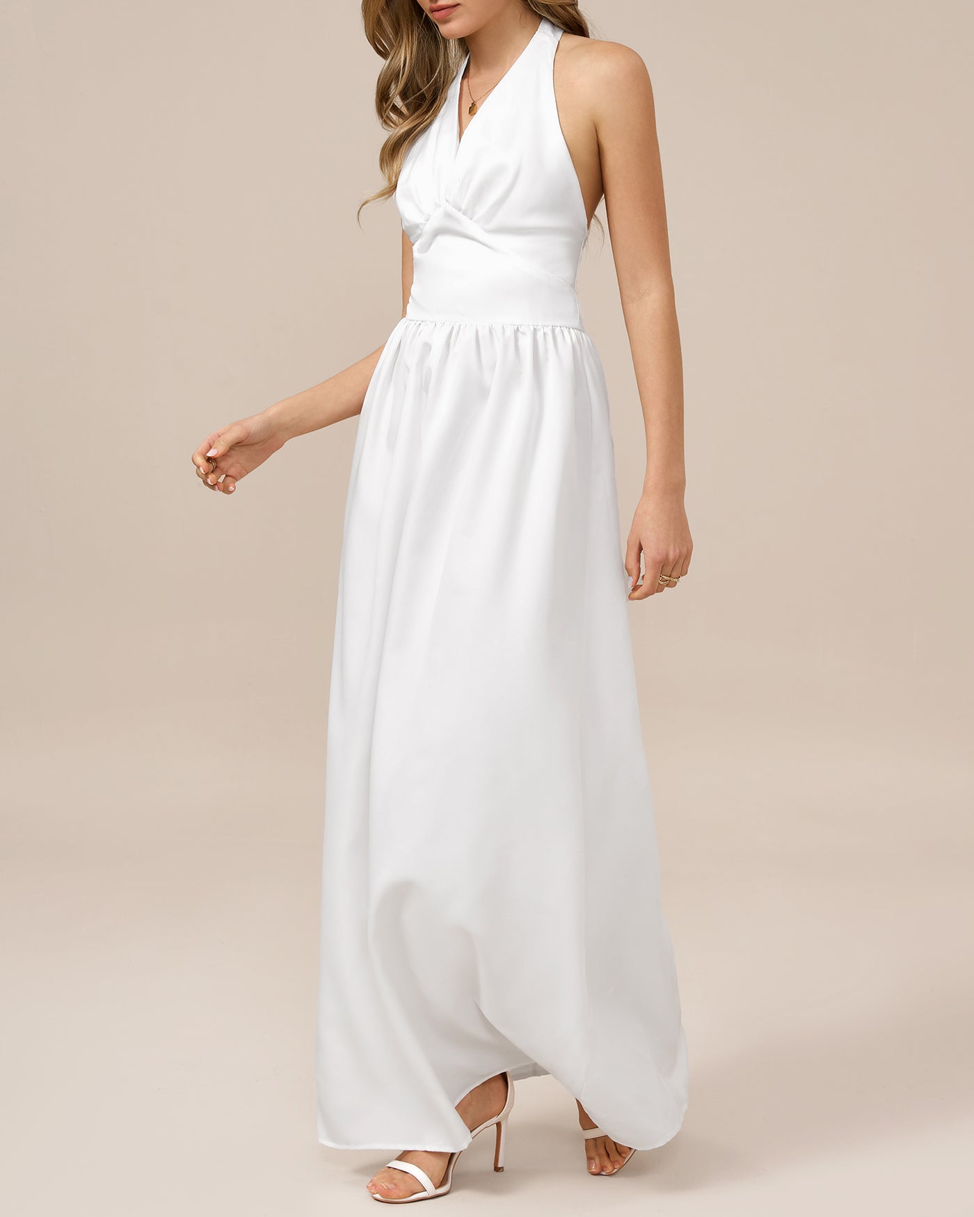 White Halter Tunic Maxi Dress