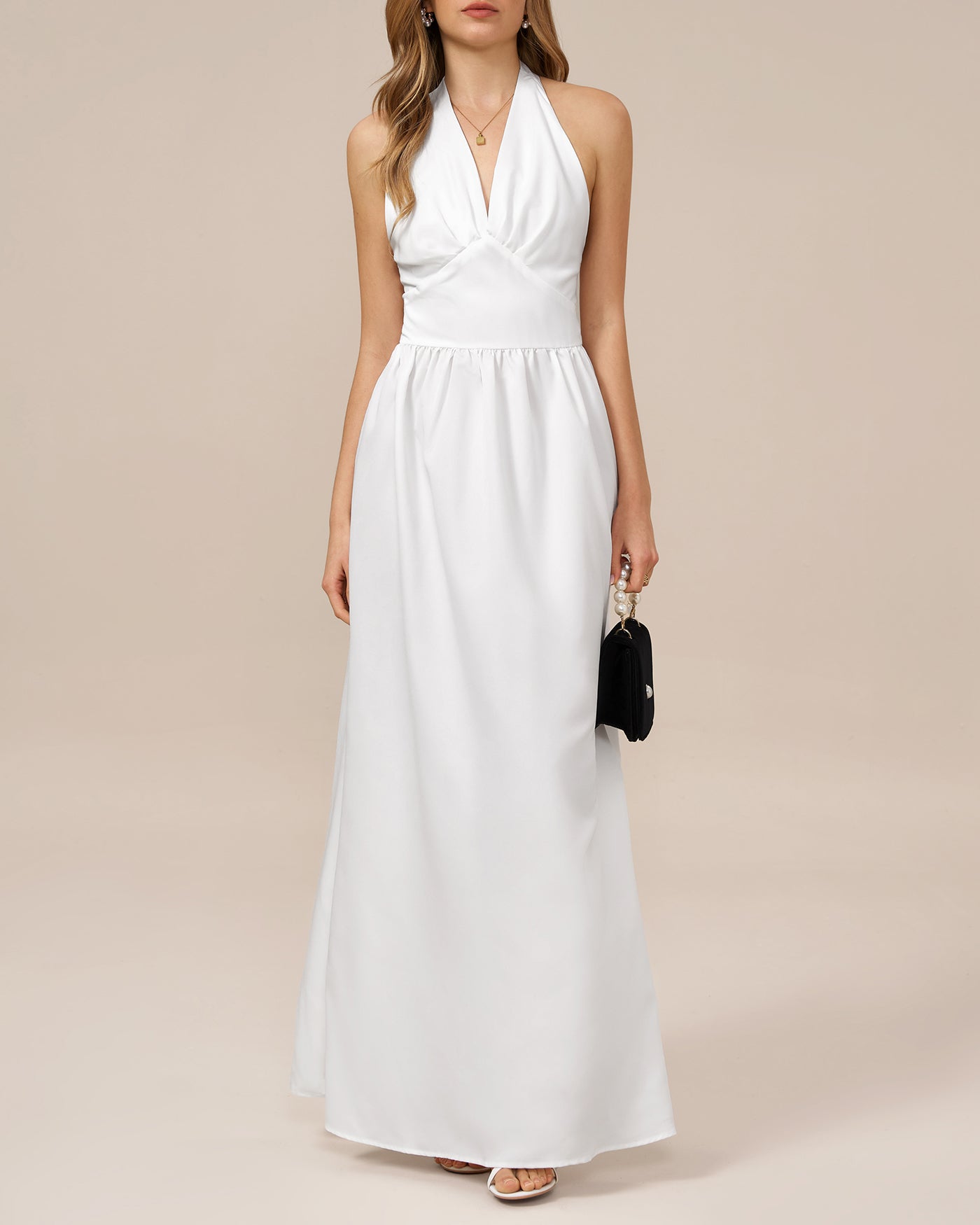 White Halter Tunic Maxi Dress