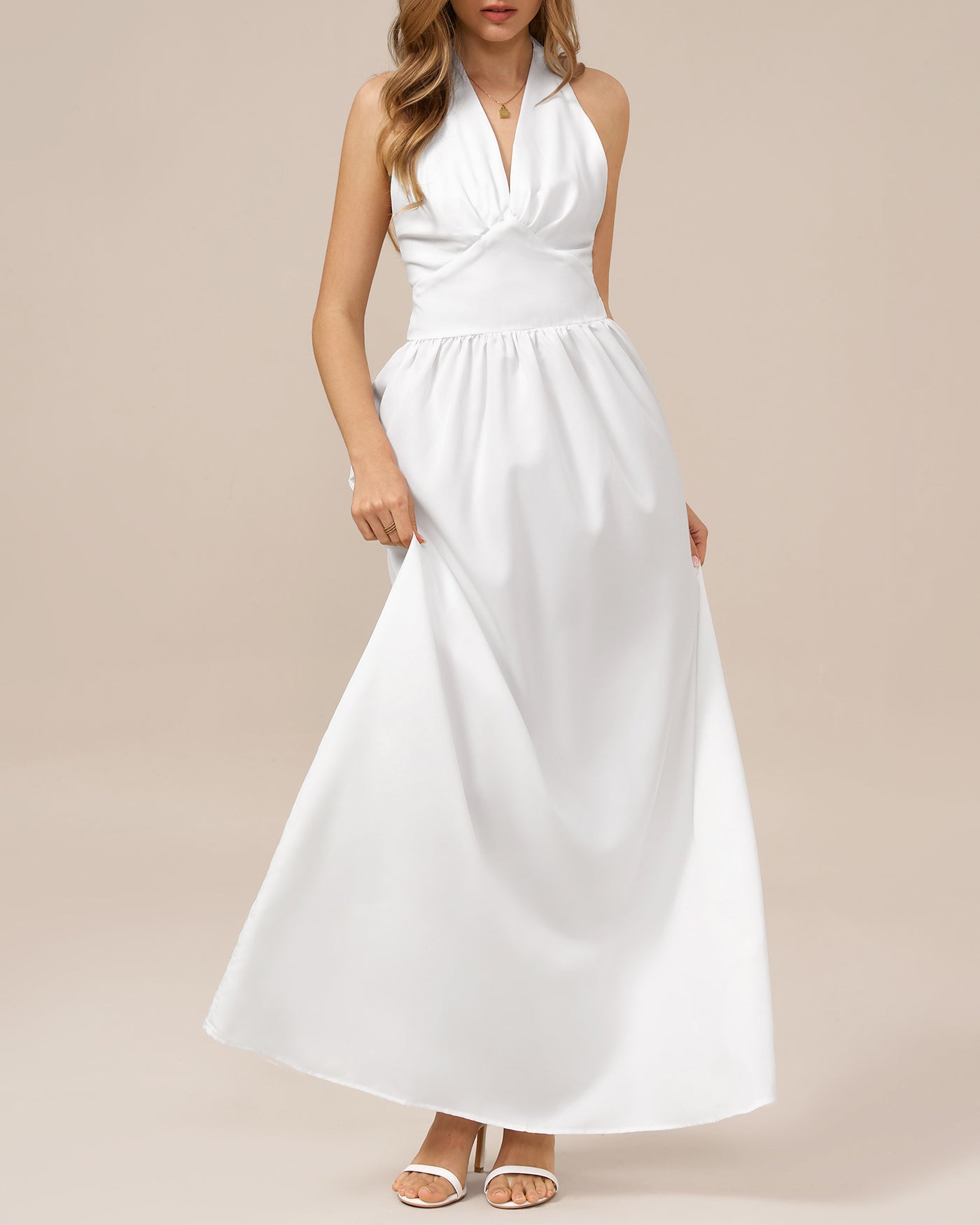 White Halter Tunic Maxi Dress