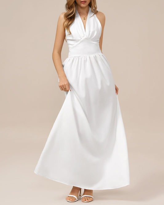White Halter Tunic Maxi Dress