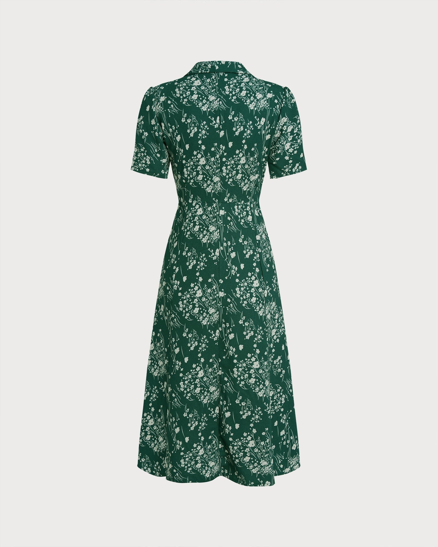 Green V Neck Floral Tunic Midi Dress