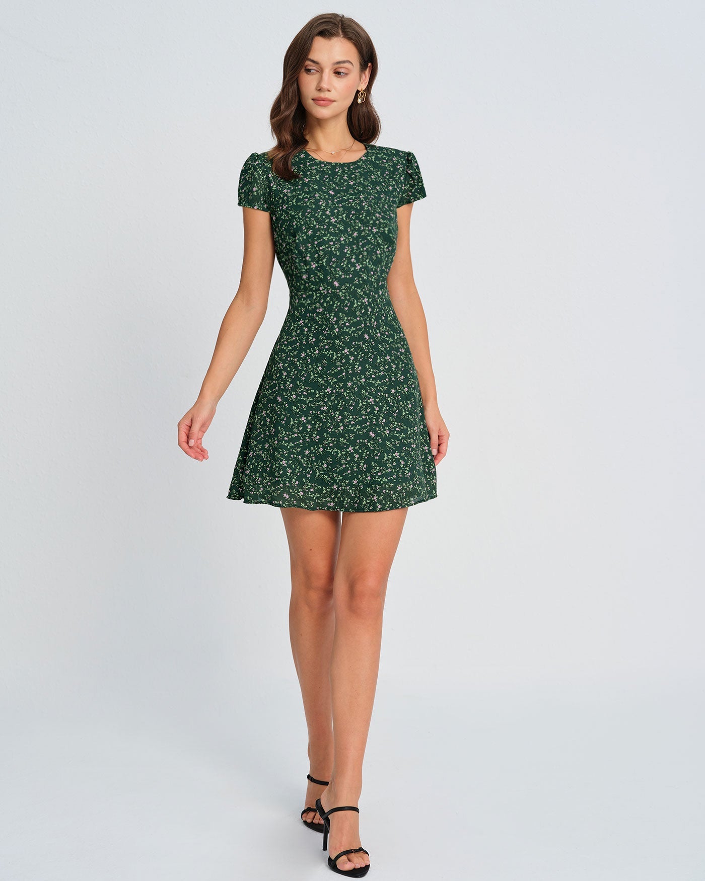 Green Floral Mini Dress