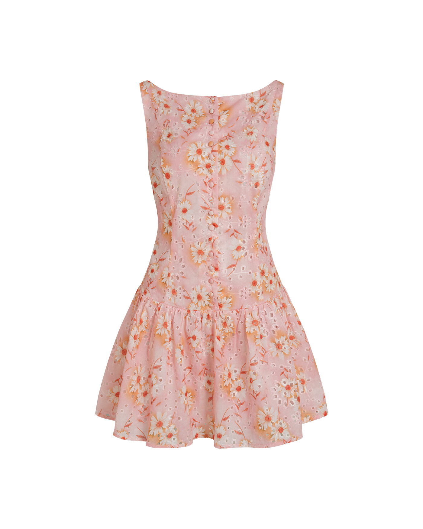 Boat Neck Floral Mini Dress
