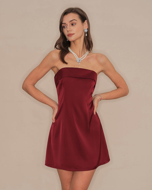 Red Strapless A-Line Mini Dress