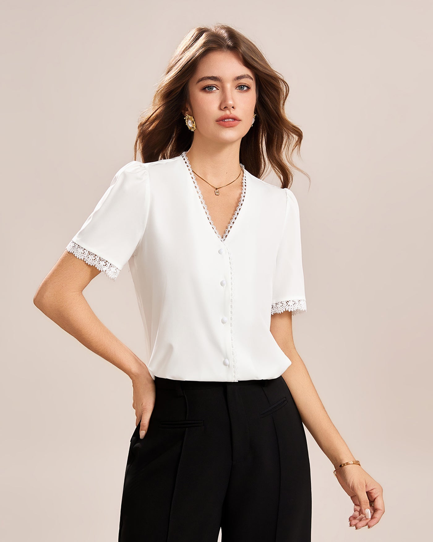 White V Neck Tee