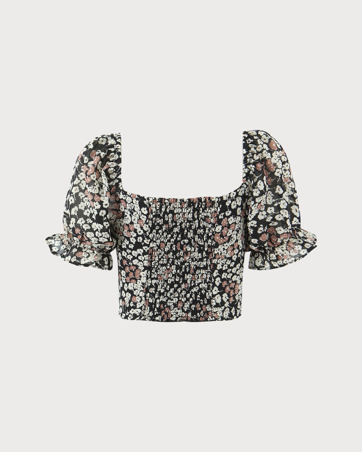 Black Square Neck Floral Tee