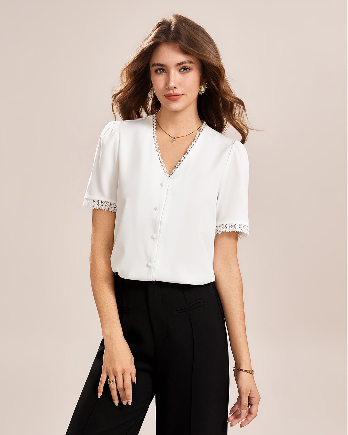 White V Neck Tee