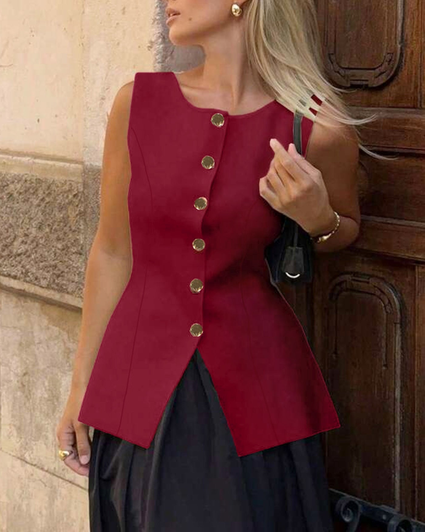 Red Single Breasted Vest