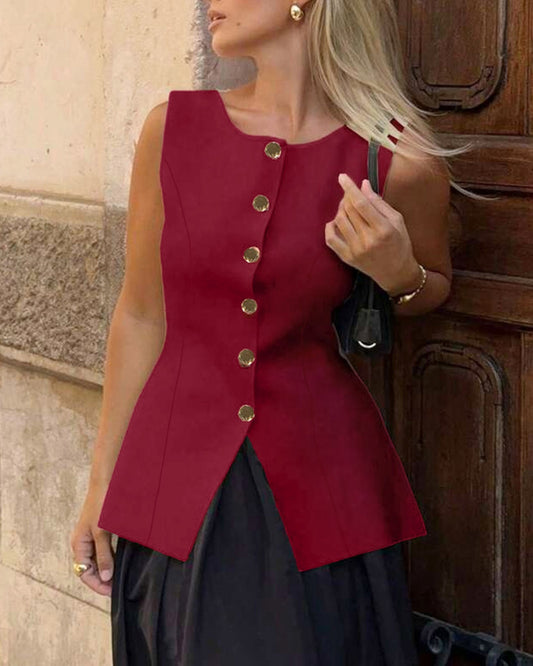 Red Single Breasted Vest